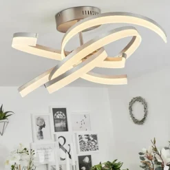 Plafonnier Vignats LED Nickel mat, 4 lumières, Télécommandes