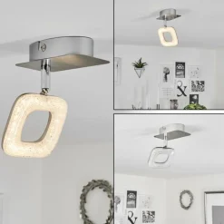 Plafonnier Villenauxe LED Chrome, Nickel mat, 1 lumière