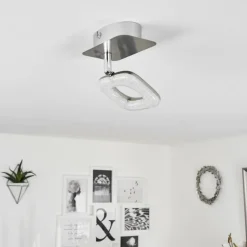 Plafonnier Villenauxe LED Chrome, Nickel mat, 1 lumière