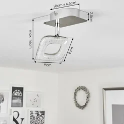 Plafonnier Villenauxe LED Chrome, Nickel mat, 1 lumière