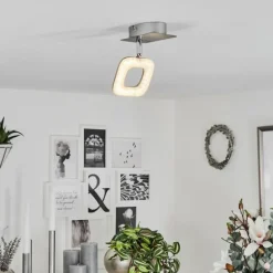 Plafonnier Villenauxe LED Chrome, Nickel mat, 1 lumière