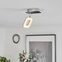 Plafonnier Villenauxe LED Chrome, Nickel mat, 1 lumière