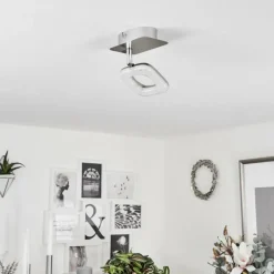 Plafonnier Villenauxe LED Chrome, Nickel mat, 1 lumière