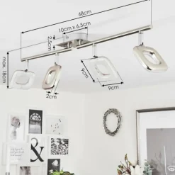 Plafonnier Villenauxe LED Chrome, Nickel mat, 4 lumières