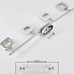 Plafonnier Villenauxe LED Chrome, Nickel mat, 4 lumières