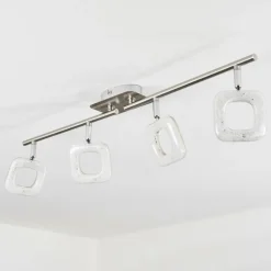 Plafonnier Villenauxe LED Chrome, Nickel mat, 4 lumières