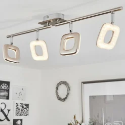 Plafonnier Villenauxe LED Chrome, Nickel mat, 4 lumières