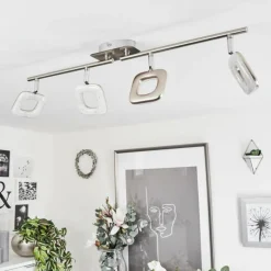 Plafonnier Villenauxe LED Chrome, Nickel mat, 4 lumières