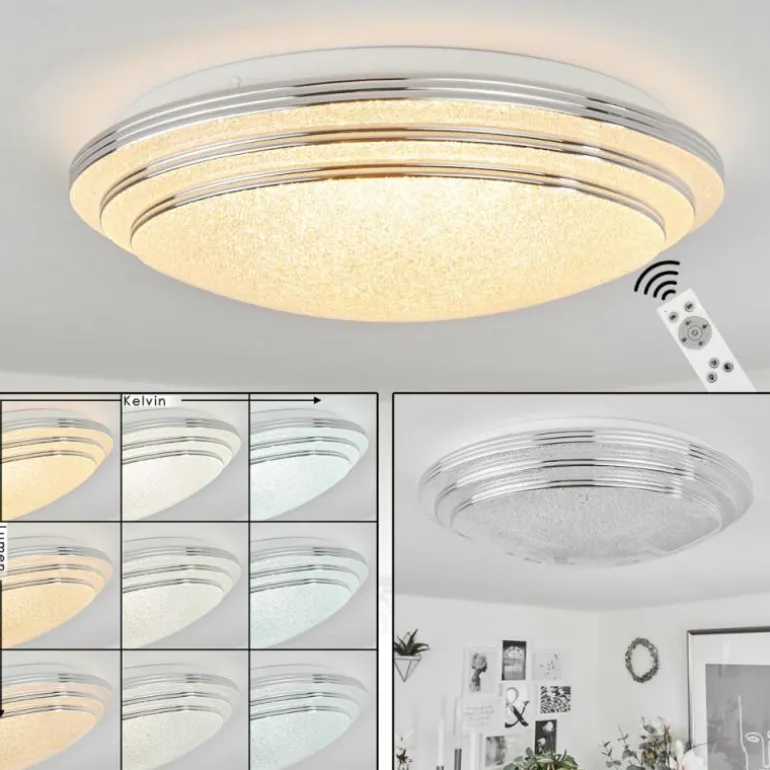 Plafonnier Villeveyrac LED Blanc, 1 lumière, Télécommandes