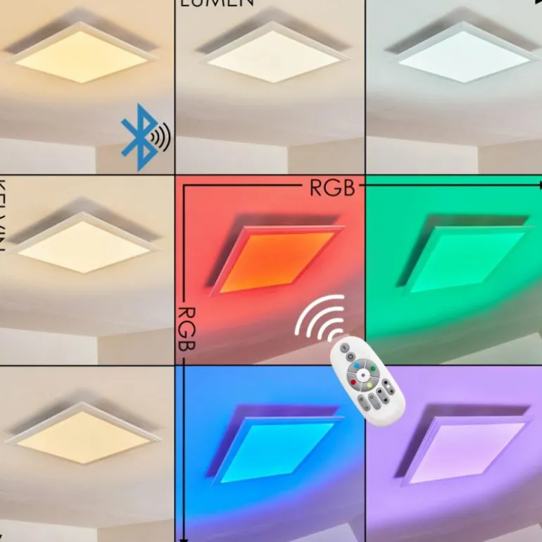 Plafonnier Voisines LED Blanc, 1 lumière, Télécommandes, Changeur de couleurs