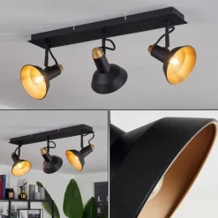 Plafonnier Vouzy Noir, 3 lumières