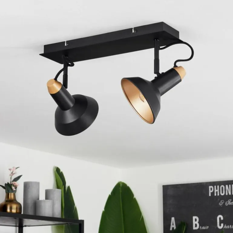 Plafonnier Vouzy Noir, 2 lumières