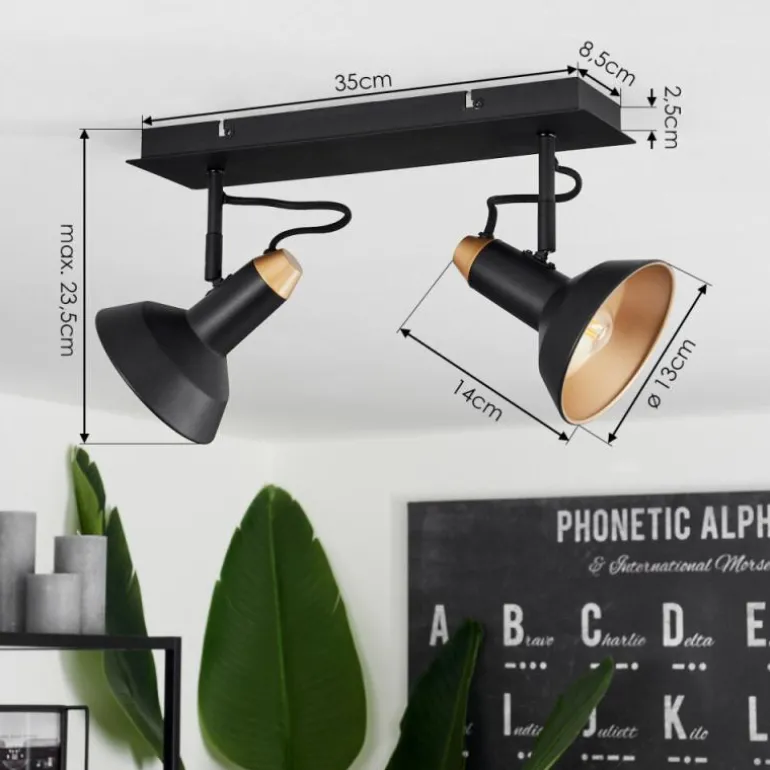 Plafonnier Vouzy Noir, 2 lumières