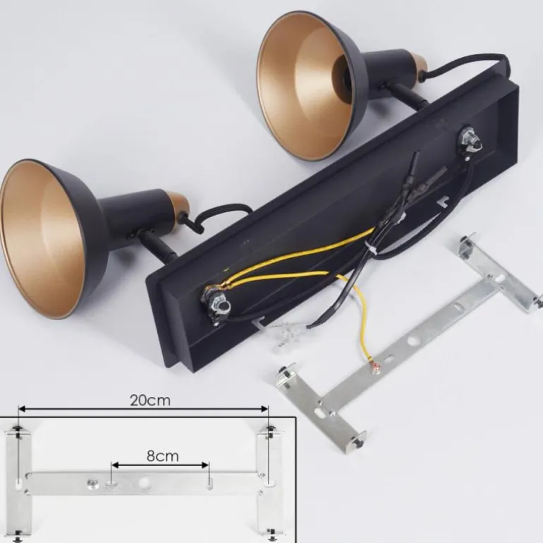 Plafonnier Vouzy Noir, 2 lumières