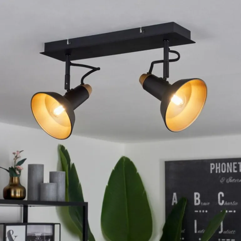 Plafonnier Vouzy Noir, 2 lumières