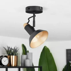 Plafonnier Vouzy Noir, 1 lumière