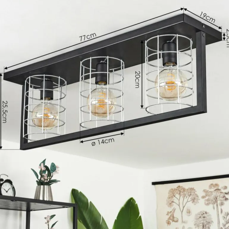 Plafonnier Wynyard Noir, 3 lumières