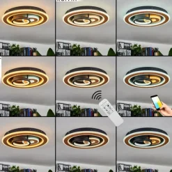 Plafonnier Xamontarupt LED Brun, Couleur bois, Noir, 1 lumière, Télécommandes