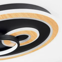 Plafonnier Xamontarupt LED Brun, Couleur bois, Noir, 1 lumière, Télécommandes