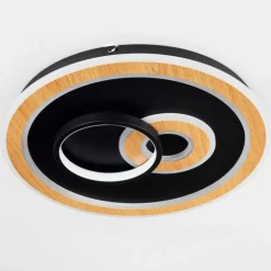 Plafonnier Xamontarupt LED Brun, Couleur bois, Noir, 1 lumière, Télécommandes