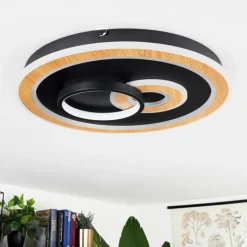 Plafonnier Xamontarupt LED Brun, Couleur bois, Noir, 1 lumière, Télécommandes