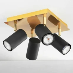 Plafonnier Zuoz Laiton, Noir, 4 lumières