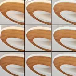 Plafonnier Abonakope LED Couleur bois, Écru, Noir, 2 lumières, Télécommandes, Changeur de couleurs