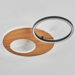 Plafonnier Abonakope LED Couleur bois, Écru, Noir, 2 lumières, Télécommandes, Changeur de couleurs