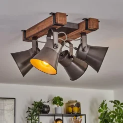 Plafonnier Aduard Bois foncé, Noir, 4 lumières