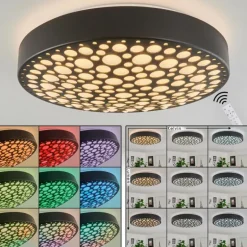 Plafonnier Agodim LED Noir, Blanc, 1 lumière, Télécommandes, Changeur de couleurs