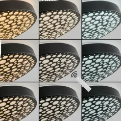 Plafonnier Agodim LED Noir, Blanc, 1 lumière, Télécommandes, Changeur de couleurs