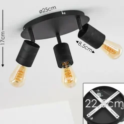Plafonnier Ajaccio Noir, 3 lumières