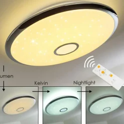 Plafonnier Alar LED Chrome, Blanc, 1 lumière, Télécommandes