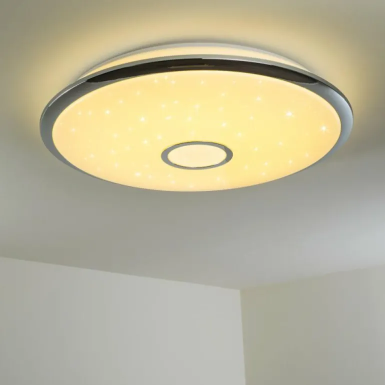 Plafonnier Alar LED Chrome, Blanc, 1 lumière, Télécommandes