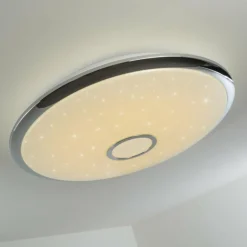 Plafonnier Alar LED Chrome, Blanc, 1 lumière, Télécommandes