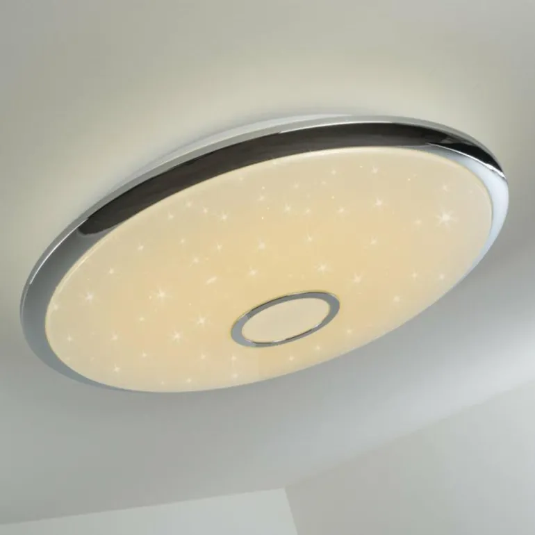 Plafonnier Alar LED Chrome, Blanc, 1 lumière, Télécommandes