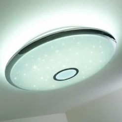 Plafonnier Alar LED Chrome, Blanc, 1 lumière, Télécommandes