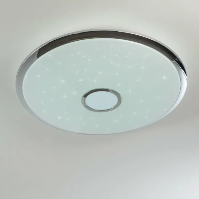 Plafonnier Alar LED Chrome, Blanc, 1 lumière, Télécommandes