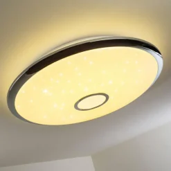 Plafonnier Alar LED Chrome, Blanc, 1 lumière, Télécommandes