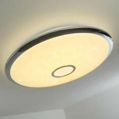 Plafonnier Alar LED Chrome, Blanc, 1 lumière, Télécommandes