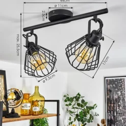 Plafonnier Albreda Noir, 2 lumières