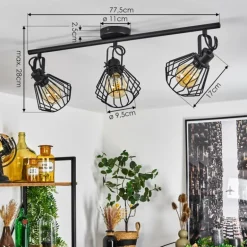 Plafonnier Albreda Noir, 3 lumières