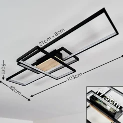 Plafonnier Alnarp LED Bois clair, Noir, 1 lumière
