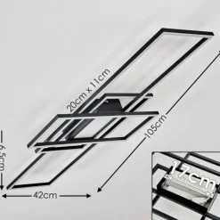 Plafonnier Alsterbro LED Noir, 1 lumière, Télécommandes
