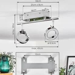 Plafonnier Altamahaw LED Argenté, 2 lumières