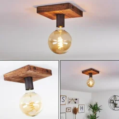 Plafonnier Amnicon Bois foncé, Noir, 1 lumière