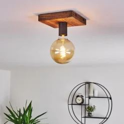 Plafonnier Amnicon Bois foncé, Noir, 1 lumière