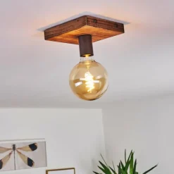 Plafonnier Amnicon Bois foncé, Noir, 1 lumière