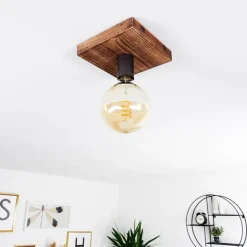 Plafonnier Amnicon Bois foncé, Noir, 1 lumière