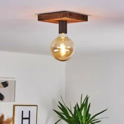 Plafonnier Amnicon Bois foncé, Noir, 1 lumière